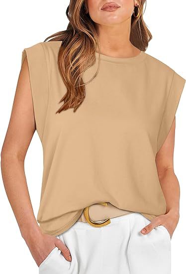 210g Weight Sleeveless Sleeve Length Pullovers Placket Type Raglan Sleeve Sleeve Type Cotton Fabric Type Long Top Length T-shirt Tops Type Holiday, Daily Occasion Round Neck Neckline Loose Fit Type Stripe, Solid Color Pattern Summer, Spring Season Women's Gender Casual Style Wholesale Women's Casual Stripe Solid Color Sleeveless T-Shirts 20
