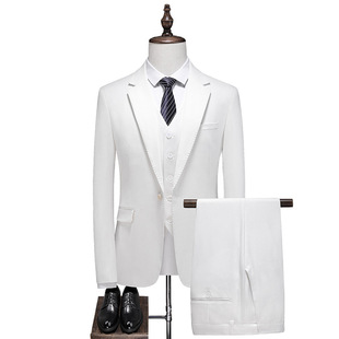 New Men's Suit White Large Size Casual Suit Three-Piece Slim-Fit Groom Wedding Dress Wholesale 59