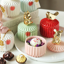 婚礼陶瓷喜糖盒子2022新款创意订婚ins风糖果盒满月结婚伴手礼盒