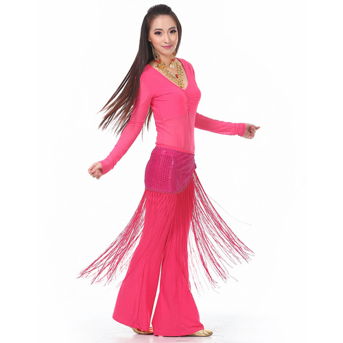 Medium wrinkle + practice pants + tassel scarf New practice clothes set Tassel Indian dance costume three-piece set