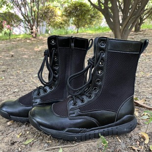summer mesh combat training boots cqb ultra light canvas training boots men's high top security shoes zipper tactical security boots