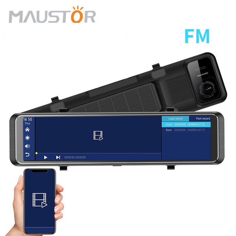 Nuevo 12-inch 4K HD CARPLAY Bluetooth FM WIFI GPS que sigue el registrador del vehículo doble 34 lente