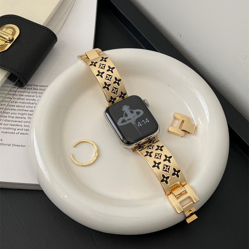 适用于apple watch8星星滴胶弯片金属苹果手表s9表带iwatch7645se