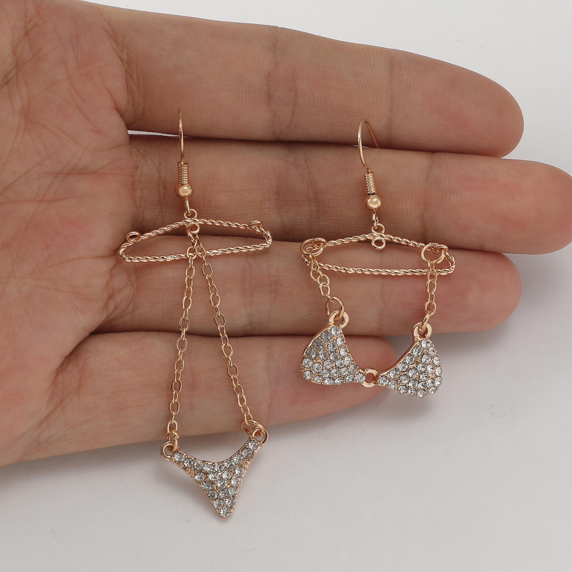 Alloy Material 1 Pair IG Style Sexy Shiny Bikini Inlay Alloy Rhinestones Drop Earrings