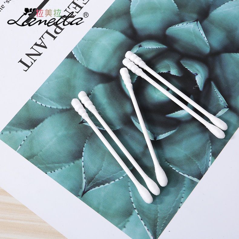 La Meela doble punta de algodón 400 pedazos de papel espiral de punta redonda de papel de algodón de maquillaje B0141