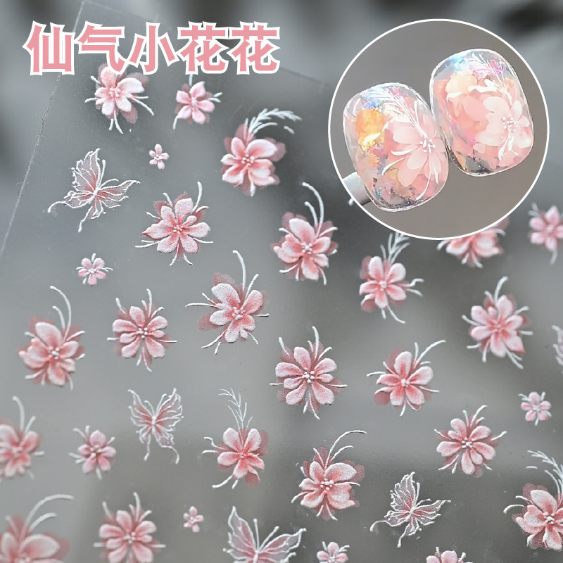 Manicure nuevo relieve de hadas flor pegatinas conchas de alta calidad de luz pura quiere pegatinas universales pegatinas de uñas de primavera