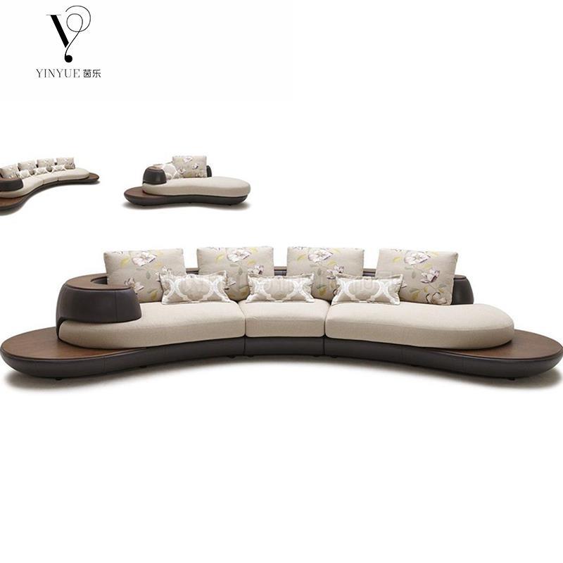 Combinación de sofá de cuero minimalista con costuras curvas de estilo italiano, lujo ligero, club de alta gama, hotel, villa, sofá creativo