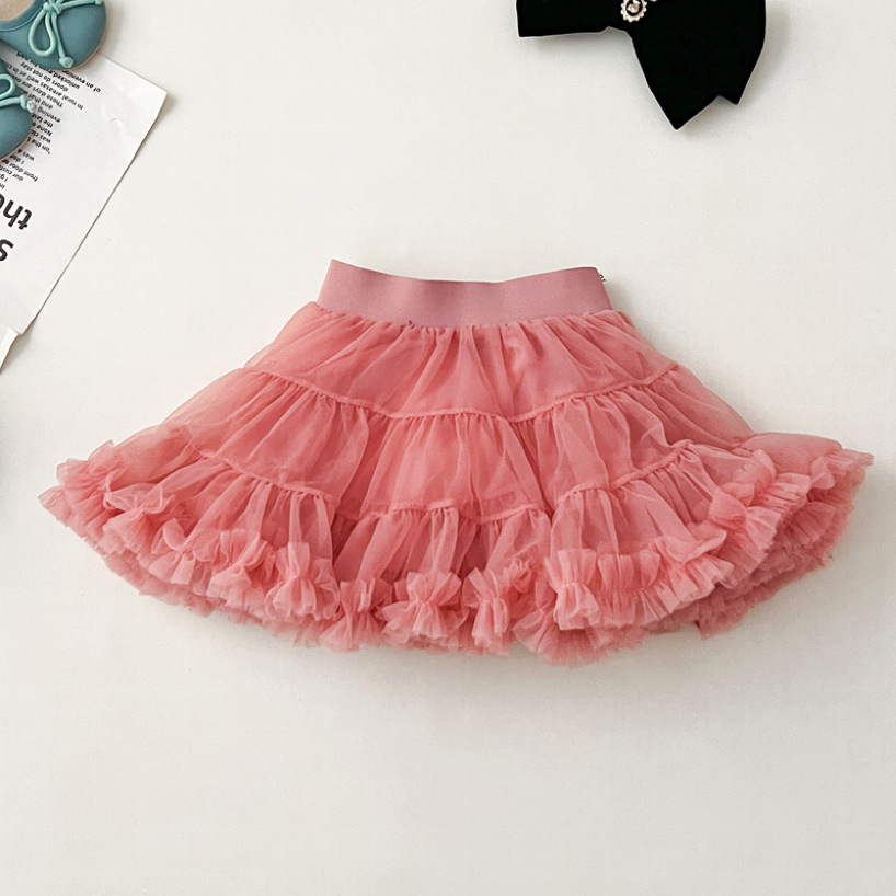 2024女童秋冬新款tutu裙半身裙兒童蛋糕短裙百搭寶寶公主網紗蓬蓬