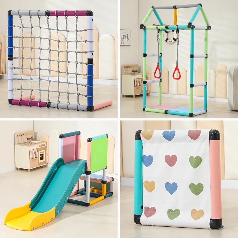 Pipa escalada marco accesorios perimetrales agujero tablero de agujero espacio tablero de roca trampolín puente arco iris para niños puente colgante