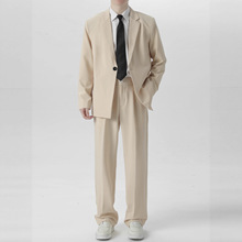 春季西服套装男士韩版礼服伴郎商务正装轻熟酷帅外套直筒裤整套男