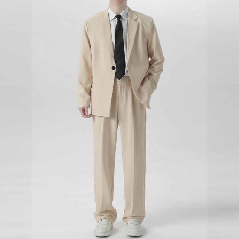Spring Suit Men's Korean Style Dress Groomsmen Business Formal Wear Light Mature Cool Handsome Jacket Straight Pants Complete Set for Men