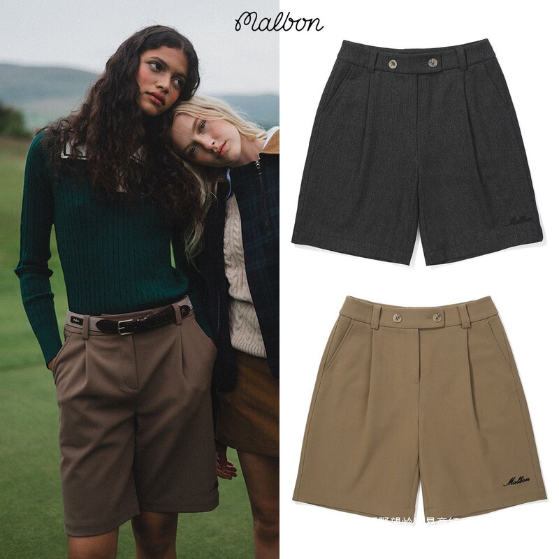 Korean Malbon Golf Clothing Early Autumn Women's Shorts Sports Casual Straight-Leg Pants Slim Fit Five-Point Pants