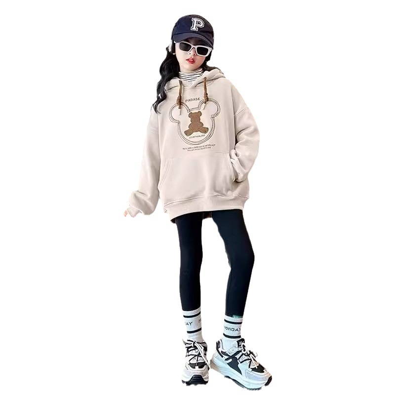 Mädchen-Outfit 2023 neues Herbst-Kinderoberteil im Western-Stil mit Kapuze, zweiteiliges Mädchen-Kleidungsset_voghion.com