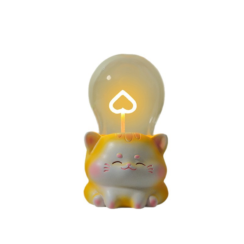 Lámpara de noche lámpara luminosa base de resina creativa para gatos adornos de animales decoración de escritorio exhibición artesanía regalos