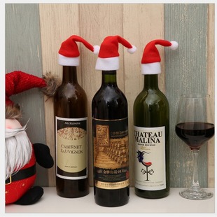 Christmas decorations Christmas hat flannel hat Christmas hat knife and fork set Christmas wine bottle decoration