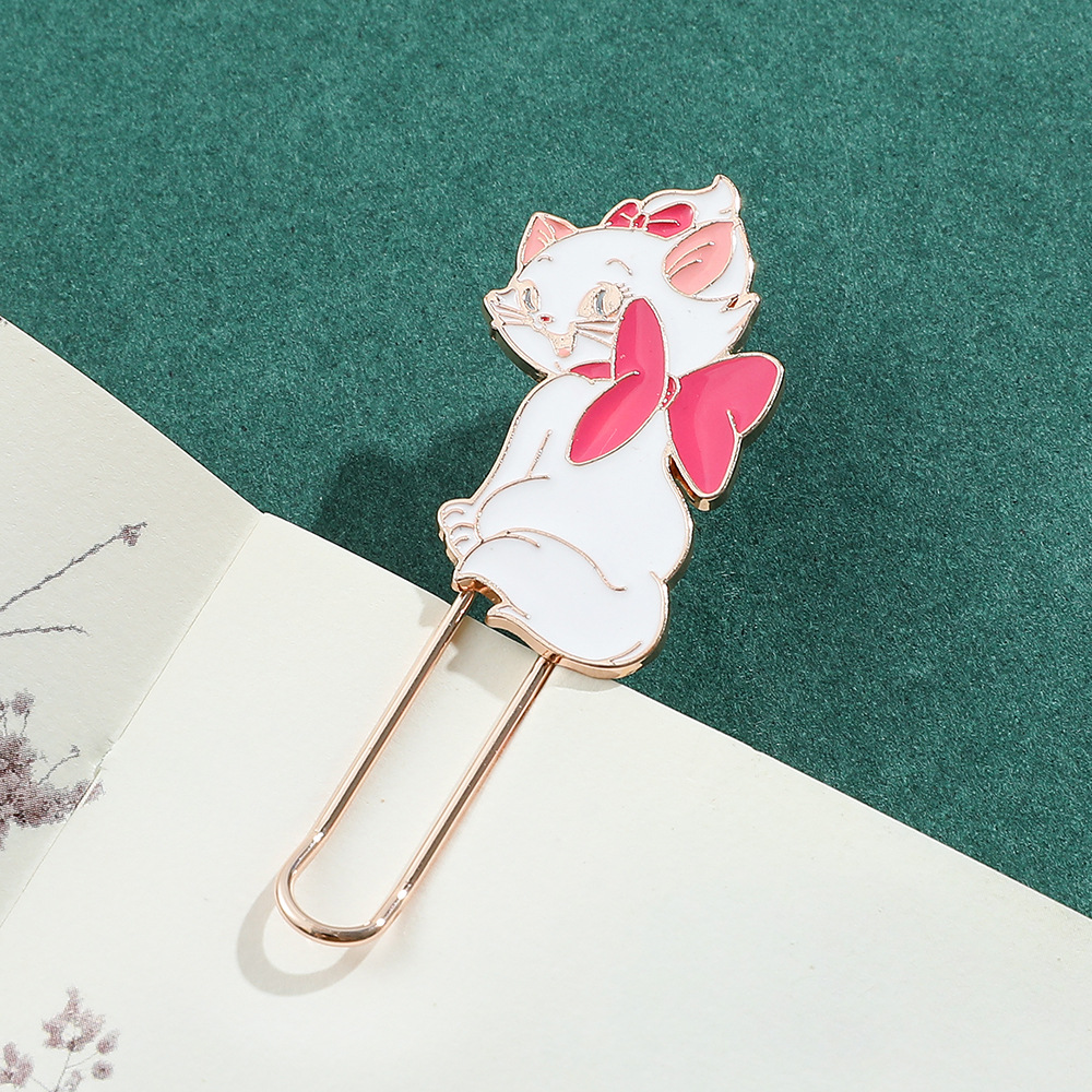 Caricatura encantadora marie gatos marcadores marie clips pequeños marcadores carpeta de libros marcadores de insignia de metal creativos
