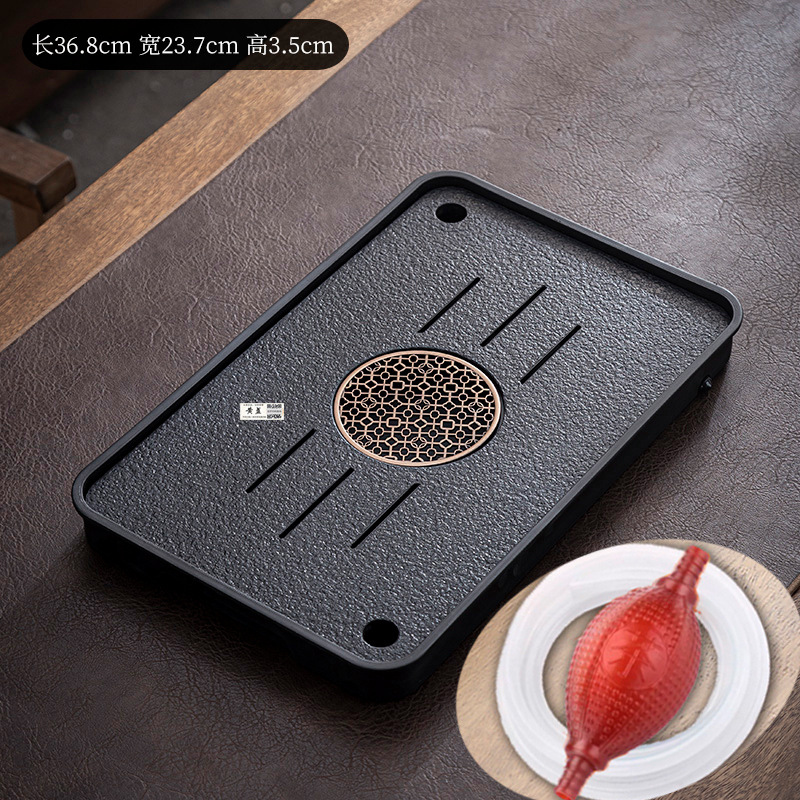 (가운데) 둥근 창 모조 우진 차 트레이 37*24 [수도관이 있는 수구]