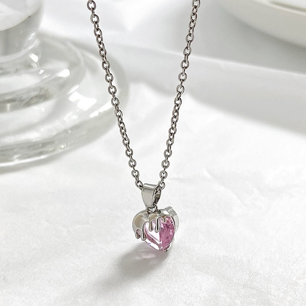 Street Occasion Alloy Material Heart Shape Pattern 1 Piece Sweet Heart Shape Alloy Plating Artificial Rhinestones Women's Necklace