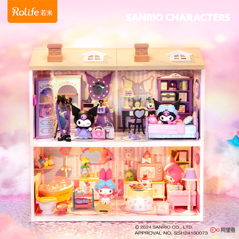 Rollife Ruo Lai Sanrio Escena pvcdiy Model House Super World Bloques de construcción ensamblados Juguetes Regalos para niños