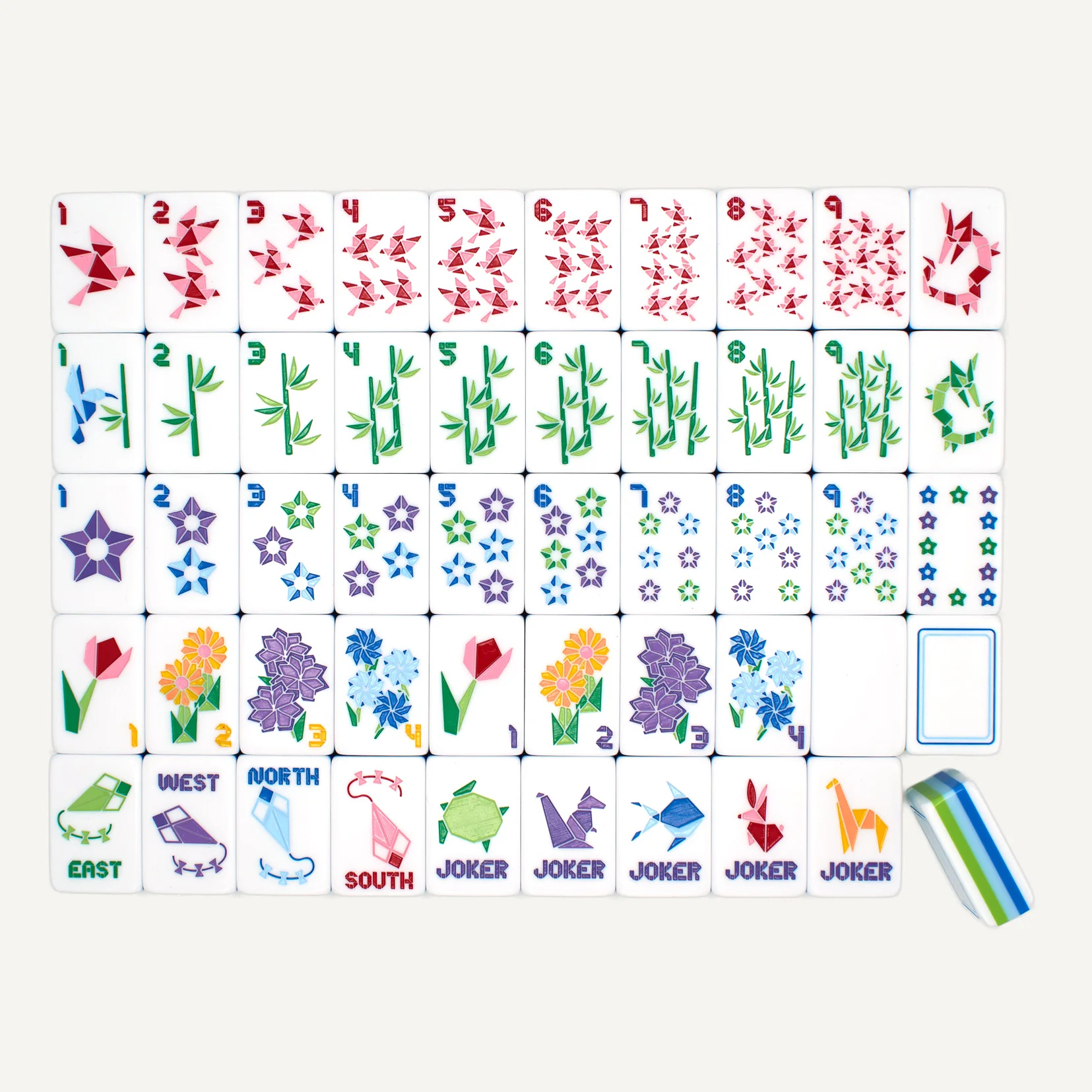 (24-Hour In-Stock Direct Shipping) American Mahjong Entertainment Mahjong Five-Layer Origami Double-Sided Engraved Five-Layer Mahjong Tiles