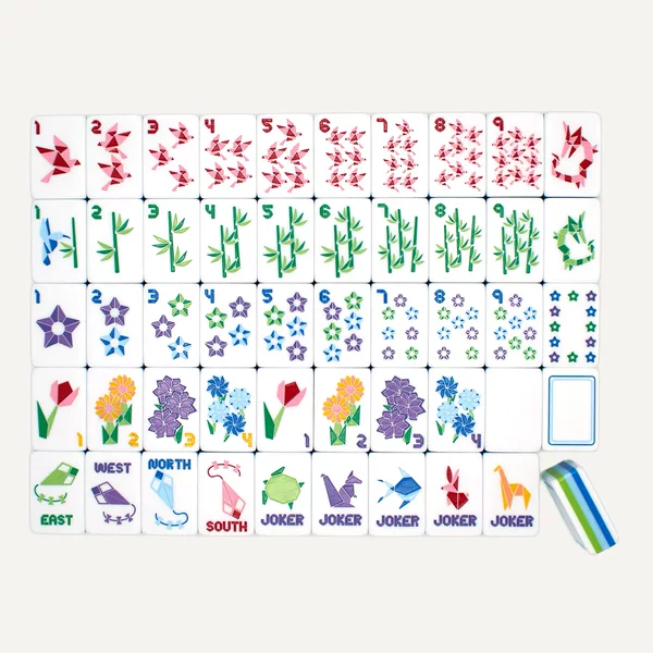 (24-Hour In-Stock Direct Shipping) American Mahjong Entertainment Mahjong Five-Layer Origami Double-Sided Engraved Five-Layer Mahjong Tiles