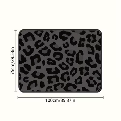 mat, wear-resistant, cross-border Amazon | Avtomobil döşəmə paspasları - sd265-grey-leopard-print-75100cmcrystal-velvet-with-dot-plastic-backing
