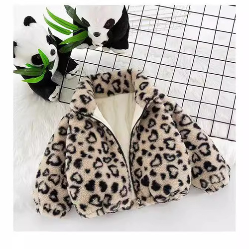 Boys' Thick Jacket Autumn and Winter  New Girls' Fur Children Rabbit Down Winter Coat Baby Wool Knit Fashion