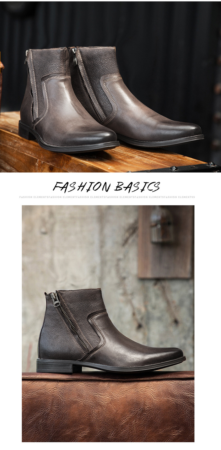 Men's British high tops vintage cowhide painted work boots with top layer_voghion.com
