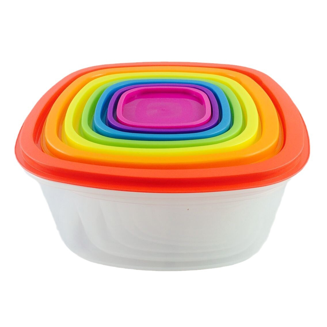 Cuadrado rectangular arco iris 7 piezas caja de preservación de cocina multipropósito caja de almacenamiento de productos secos caja de almacenamiento