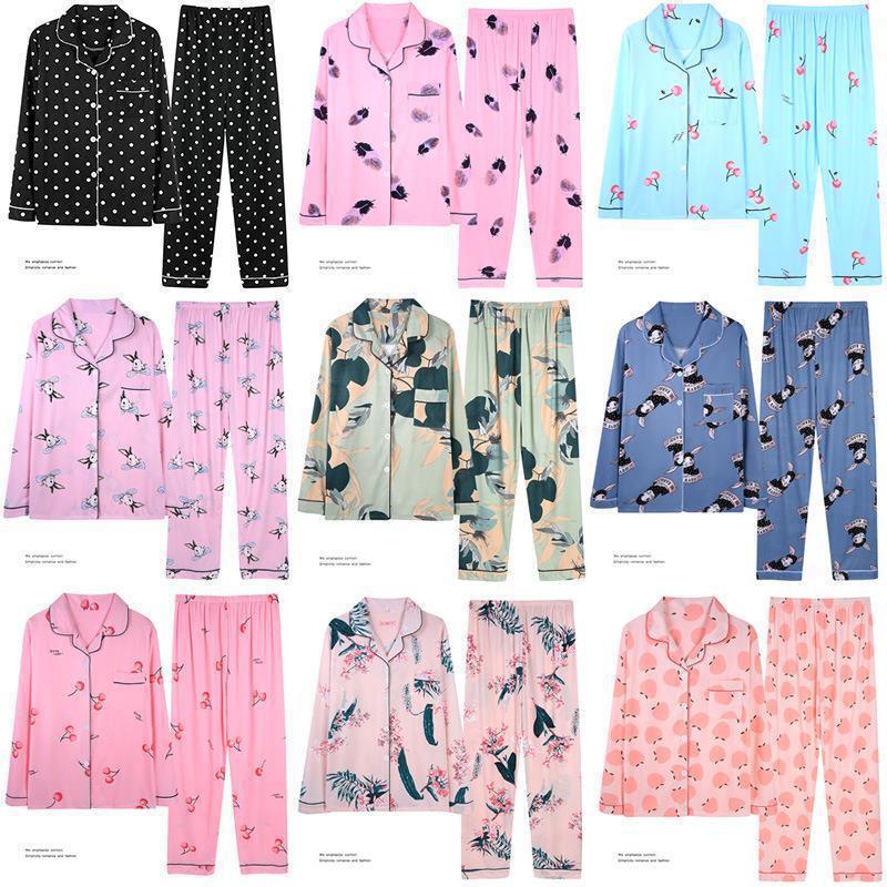 Ins Long Sleeve Polka Dot Pajamas Women 2022 New Cartoon Sweet plus size Home Clothes Autumn Live Two-Piece Cross-Border
