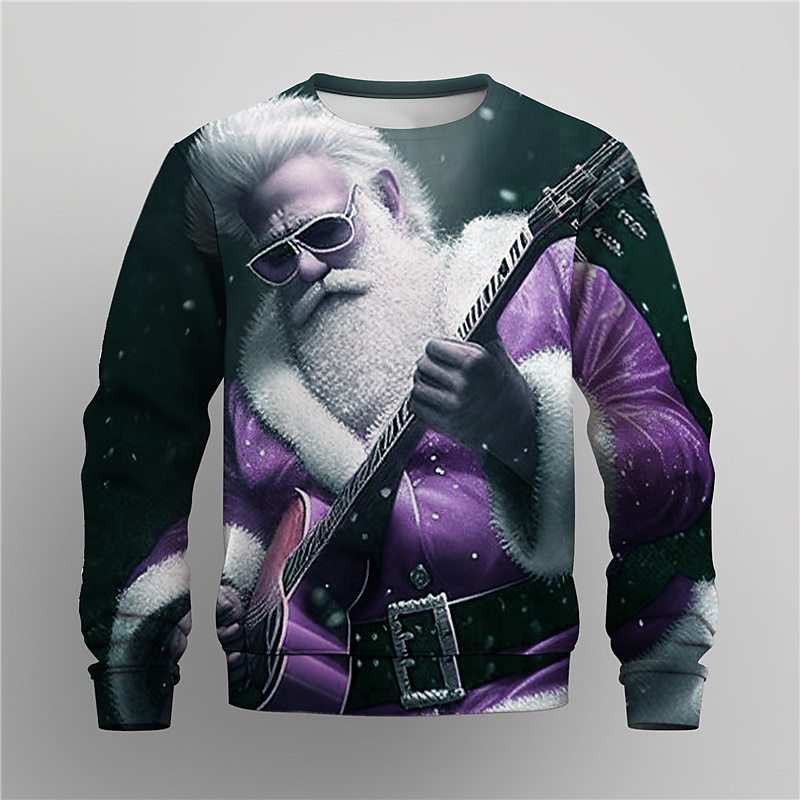 Fashionable Santa Claus 3D Printed Round Neck Pullover, Fashionable And Fun Men's Hoodie_voghion.com