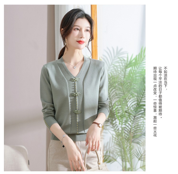 E5894 810K ÁO LEN NỮ TAIRYA ÁO LEN MÙA XUÂN THU ĐÔNG TRUNG NIÊN CỔ CHỮ V THỜI TRANG NỮ G03 SẢN PHẨM MỚI