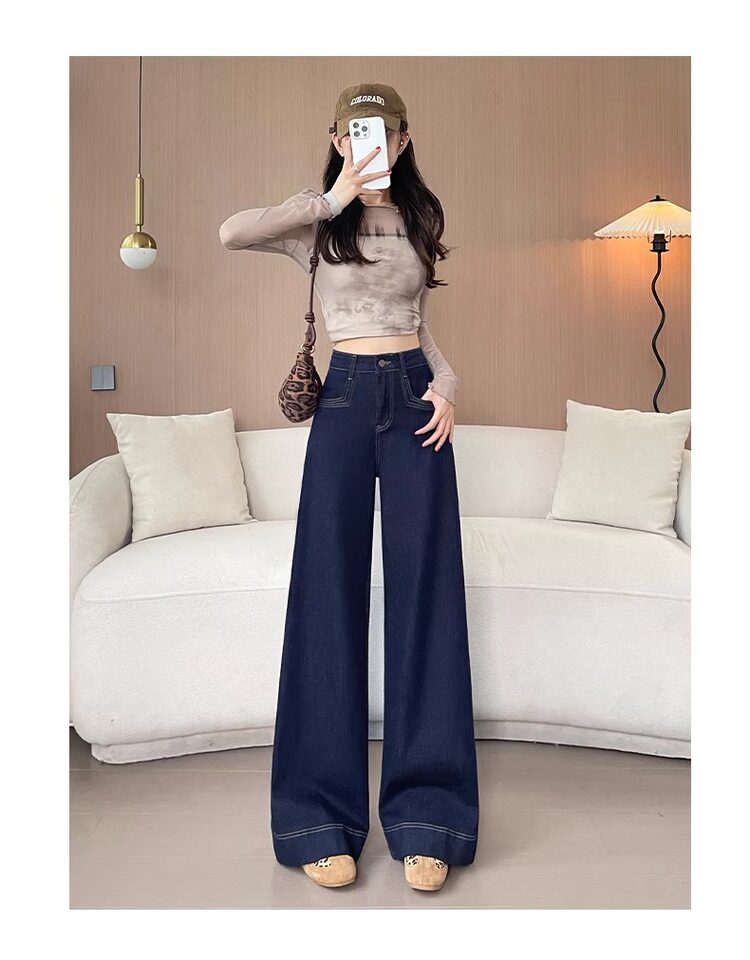 Quần jean nữ cạp cao ống đứng dáng rộng màu xanh denim, dày dặn — Denim Blue - Quần dài & Quần, Denim Blue - Quần jean crop top, Quần Croptop Đen, Quần Dài Màu Xanh Denim chi tiết 23