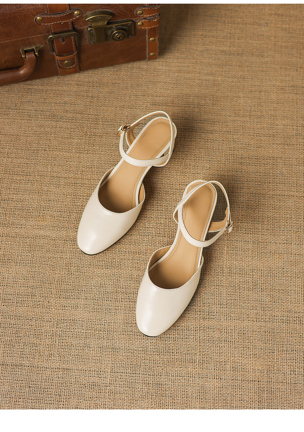 Sandal cao gót nữ quai ngang mũi kín gót 5 cm phong cách Hàn Quốc — đen chi tiết 16