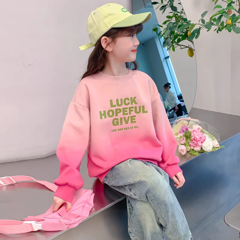 【俏妮卡】秋季扎染上衣春秋新款卫衣儿童洋气衣服秋装宽松上衣服|undefined