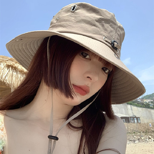Japanese quick-drying drawstring fisherman's hat, summer brimmed sun hat for outdoor fishing, mountain climbing, western cowboy hat