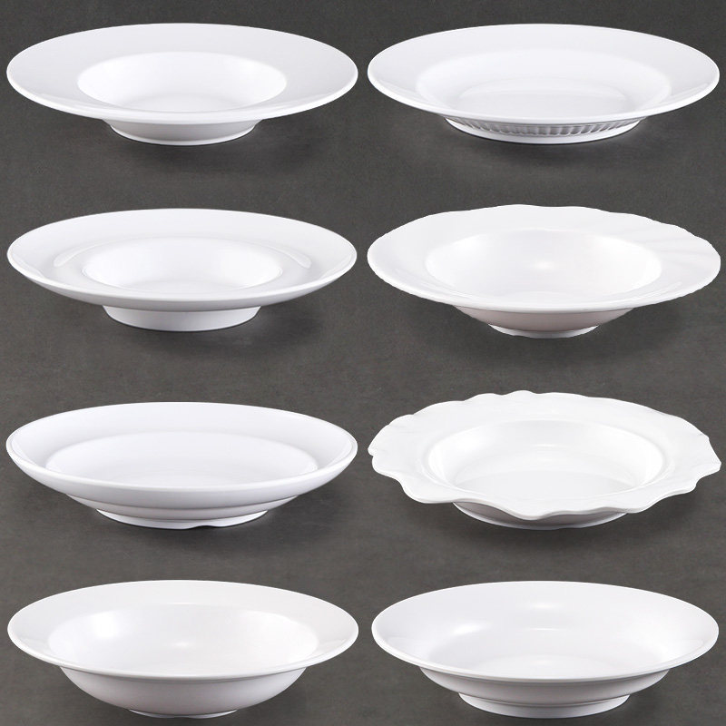 Kaiboya Melamine Straw Hat Plate Commercial Imitation Porcelain Hotel Restaurant Plate Dish Pasta Western Food Plate Deep Plate Soup Plate