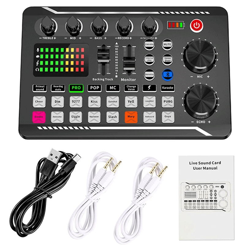 Versión en inglés transfronteriza F998 tarjeta de sonido en vivo TikTok Kuaishou Internet celebridad juego de grabación de anclaje teléfono móvil computadora Universal