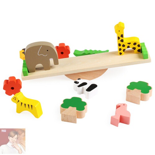 Multi-play animal seesaw balance beam baby early education Jenga Jenga 3-4-5-6 years old wooden toy