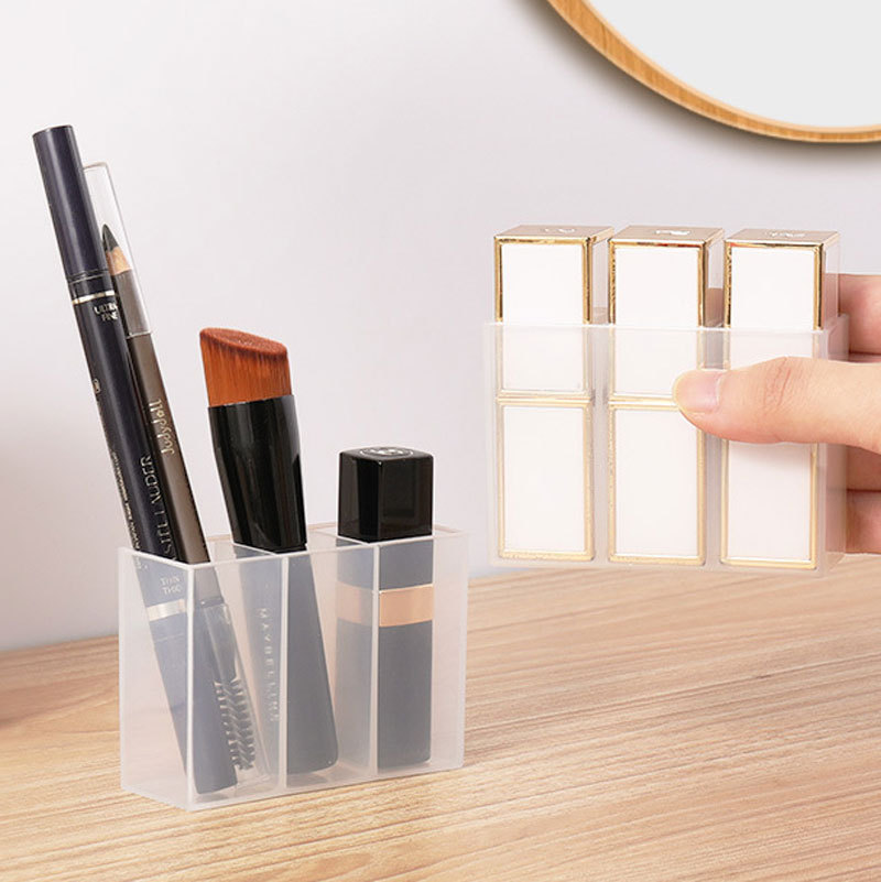 壁掛け三分格収納ケースミラーキャビネット穴なし小物収納ケース眉筆はさみブラシ口紅収納ケース