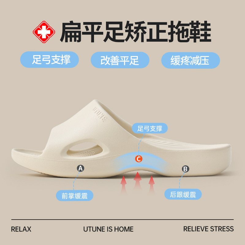 Optimized Arch Support Slippers for Women in Summer for Couples at Home Indoor Bathroom Non-Slip Anti-Odor Flat Foot Slippers for Men
