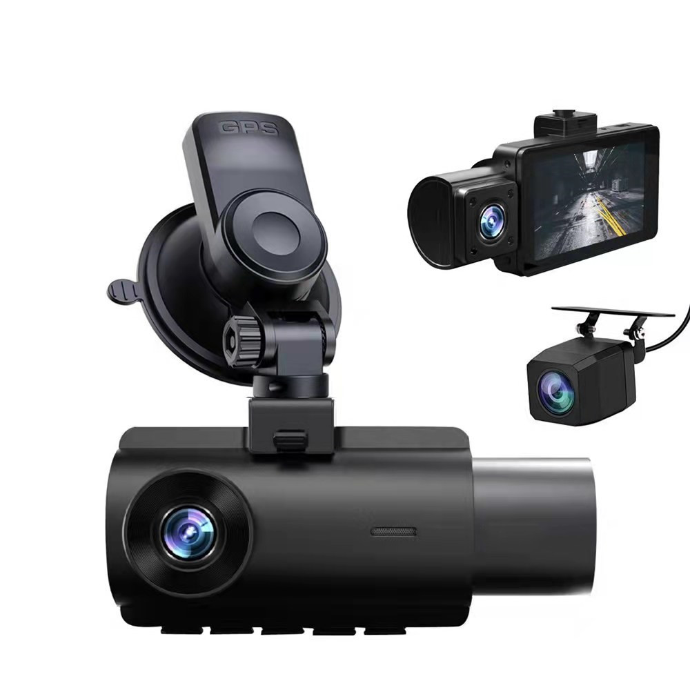 2.5K triple-lens dash cam, recording simultaneously on three channels, high-definition night vision, wide-angle, and high-definition recording