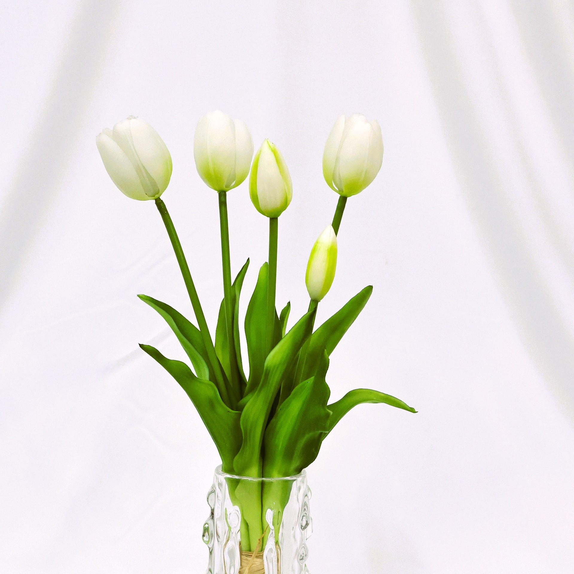 Simulación de flores de tulipas de goma blanda PE látex de goma de goma de flores de tulipas Simulación de flores humectantes 5 tulipas