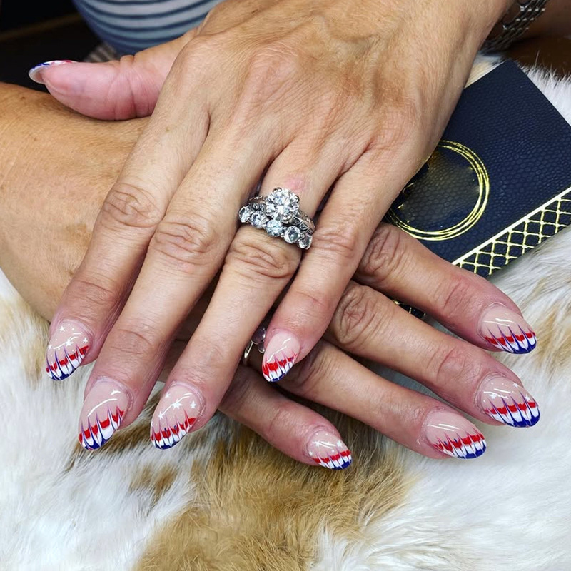 Cross-Border Wearable Nail Independence Day Manicure Oval Medium Red Blue White Flag Color Fake Nails Wholesale Cross-Border Wearable Nail Independence Day Manicure Oval Medium Red Blue White Flag Color Fake Nails Wholesale