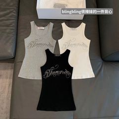 【260グラム綿モーデール】アルファベットのホットドリルのキャミソール