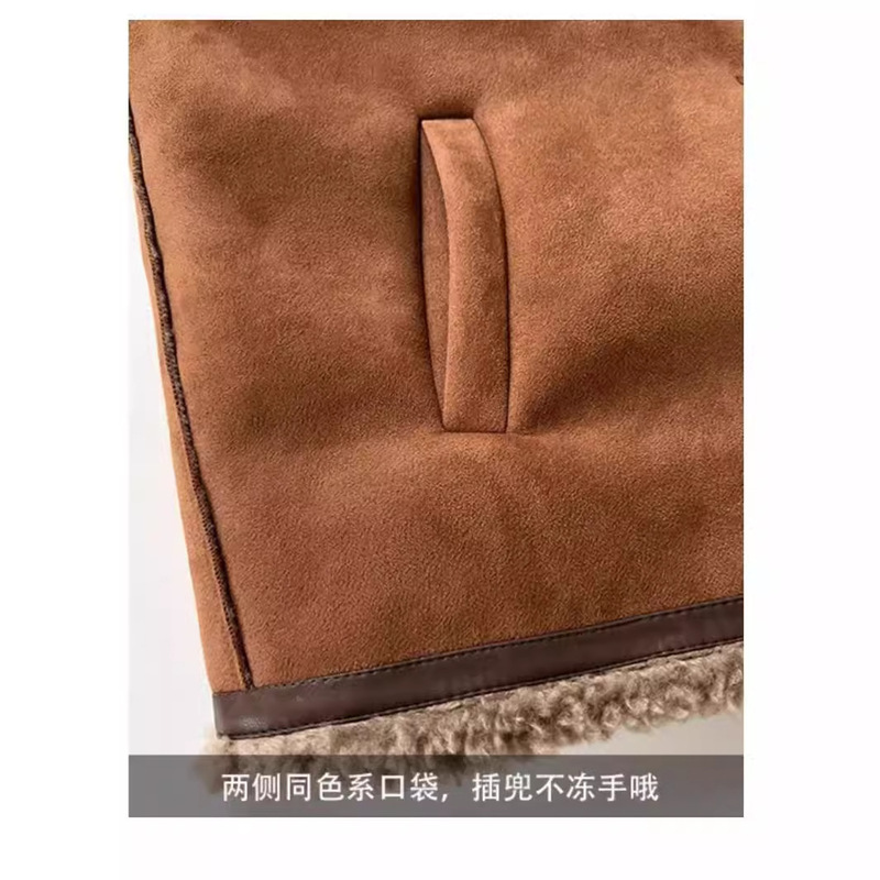 高級感のある小香風の子羊の毛のオーバーの女性の冬の短い毛皮の一体のジャケットは厚いです。|undefined