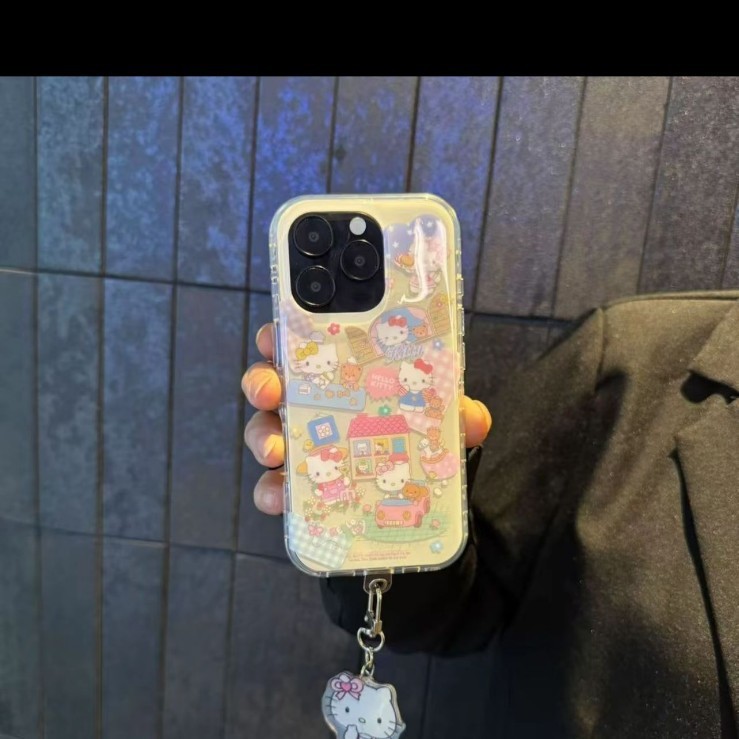 爆款圆边双层多巴胺kt猫适用iphone16promax苹果15可爱13手机壳14|undefined