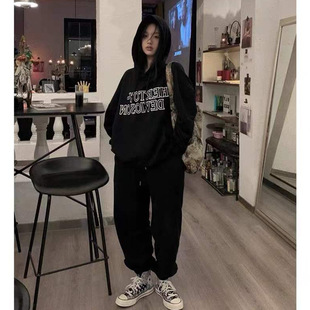 2024 New Internet Celebrator Small Styx Age-reducing Casual fleece-lined Thickened Sports Sweat Two-piece Suit Women's Winter