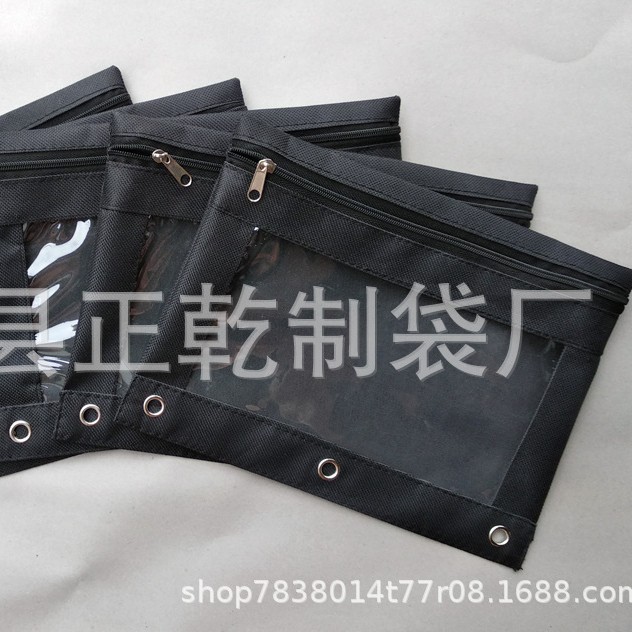 Estuche para lápices de tela Oxford 600D con tres compartimentos, bolsa para documentos de PVC, artículos de papelería transfronterizos