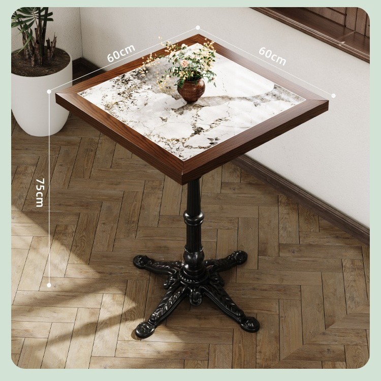 Mesa y silla de cafetería americana retro francesa panadería de comida ligera dulces tienda de azúcar y agua bistrona mesa de madera maciza image 75